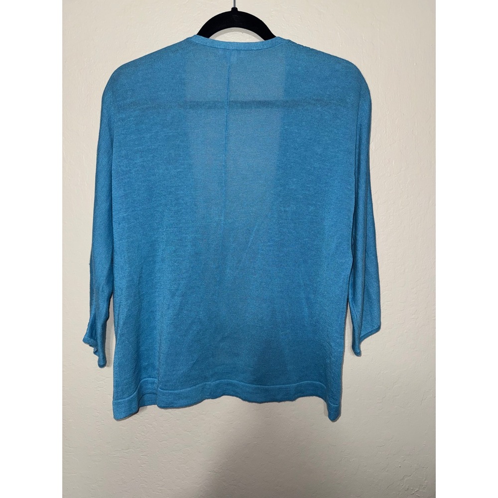 J. Jill Open Front Lightweight Cardigan in Teal Blue - Picture 3 of 6